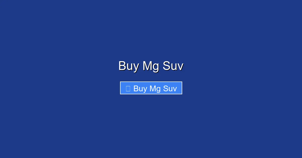 Buy Mg Suv