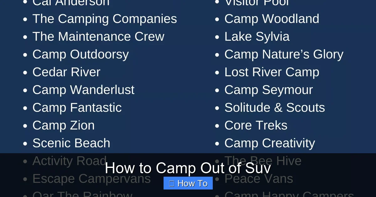 How to Camp Out of Suv