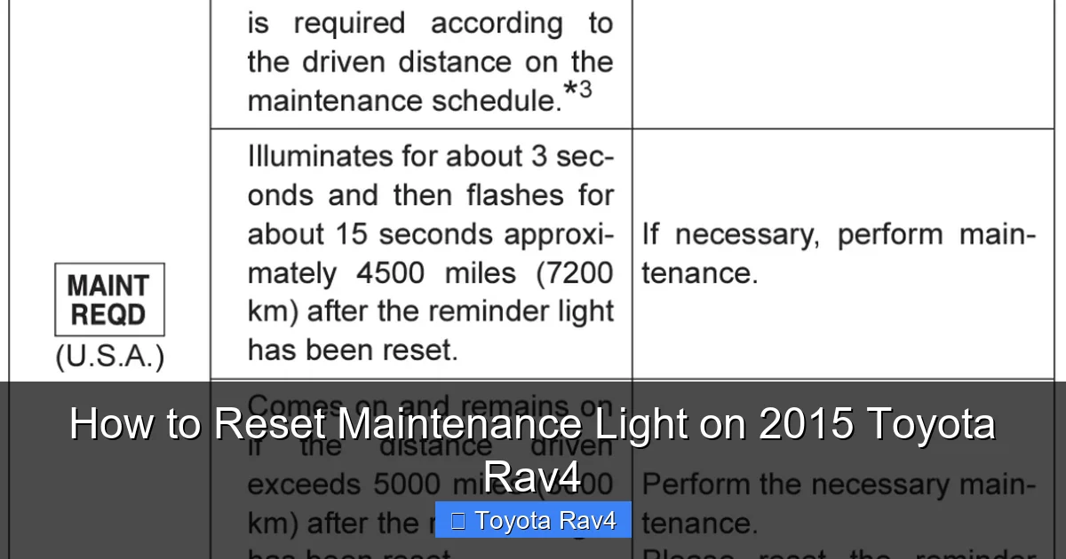 How to Reset Maintenance Light on 2015 Toyota Rav4