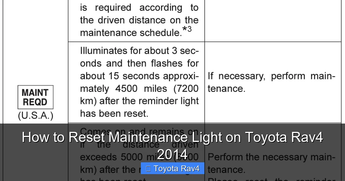 How to Reset Maintenance Light on Toyota Rav4 2014